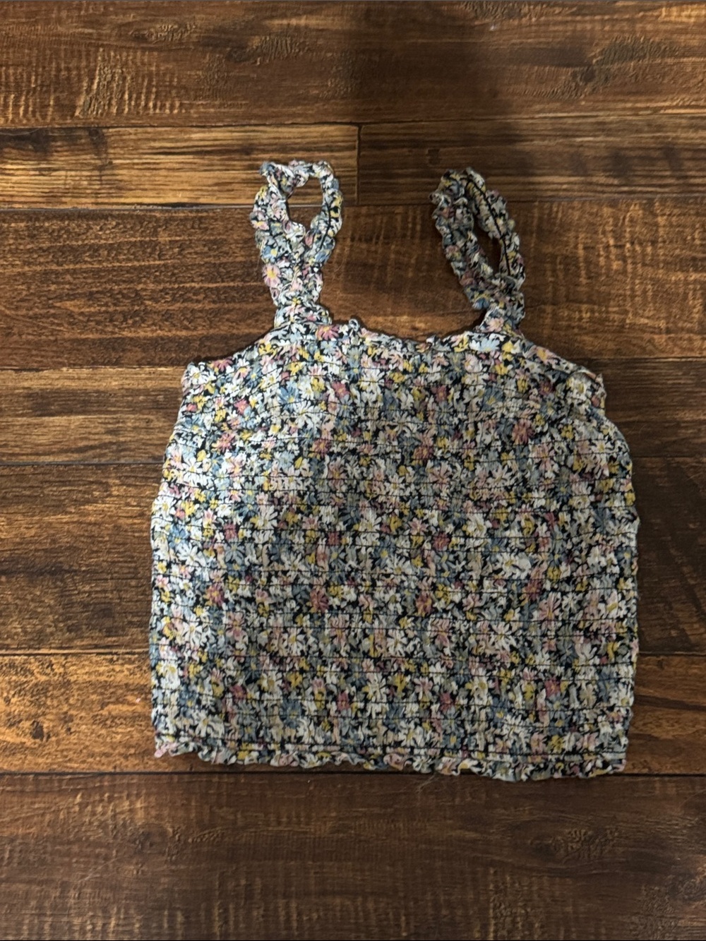 Abercrombie & Fitch Floral Smocked Crop Top - Blue, Pink, Yellow, White